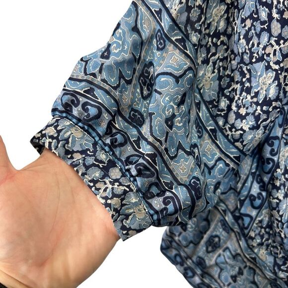 Joie Silk Blouse Blue Floral Print 174 small - Picture 12 of 16